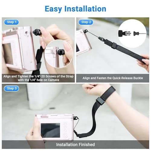 Kiorafoto Mini EVO Strap, Adjustable Nylon Camera Hand Wrist Strap Lanyard with 1/4"20 & Quick Release (Black) thumbnail 6