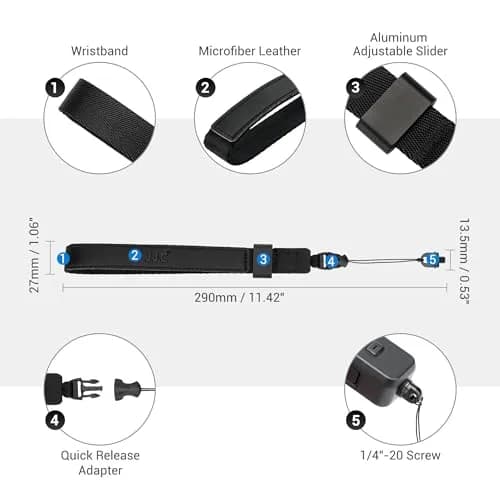 Kiorafoto Mini EVO Strap, Adjustable Nylon Camera Hand Wrist Strap Lanyard with 1/4"20 & Quick Release (Black) thumbnail 8