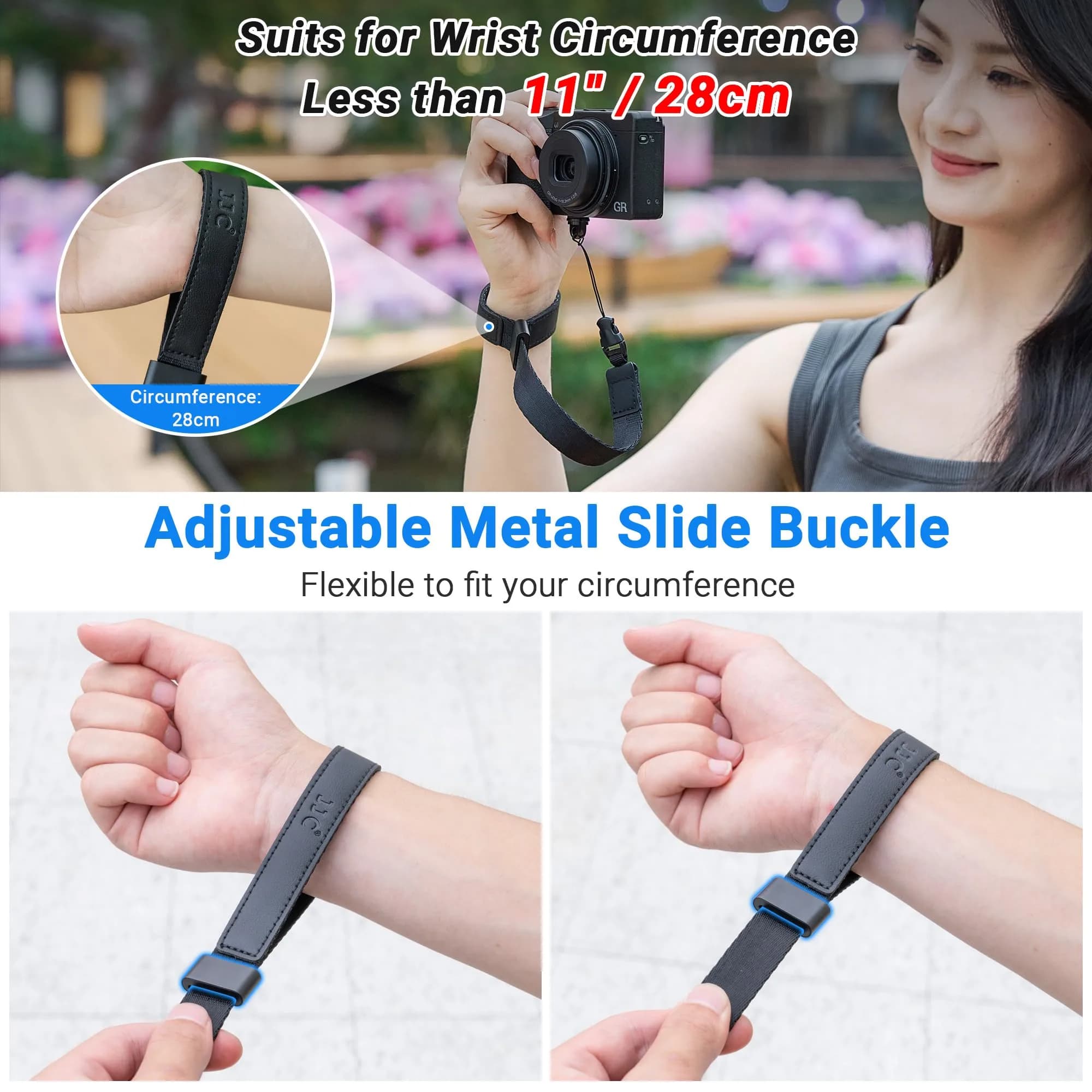 Kiorafoto Mini EVO Strap, Adjustable Nylon Camera Hand Wrist Strap Lanyard with 1/4"20 & Quick Release (Black) - view 3