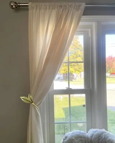 J JHOUSELIFESTYLE Antique Brass Curtain Holdbacks 2 Pack | Metal Olive Leaf Wall Mounted Decor (6.25 inch) thumbnail 5