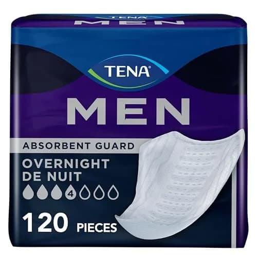 TENA Men Overnight Guards 120 ct | Discreet, Ultra-Absorbent, Odor-Controlled Incontinence Pads for Men thumbnail 1
