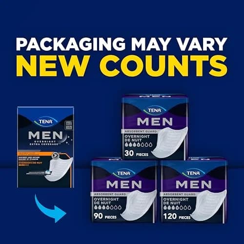 TENA Men Overnight Guards 120 ct | Discreet, Ultra-Absorbent, Odor-Controlled Incontinence Pads for Men thumbnail 2