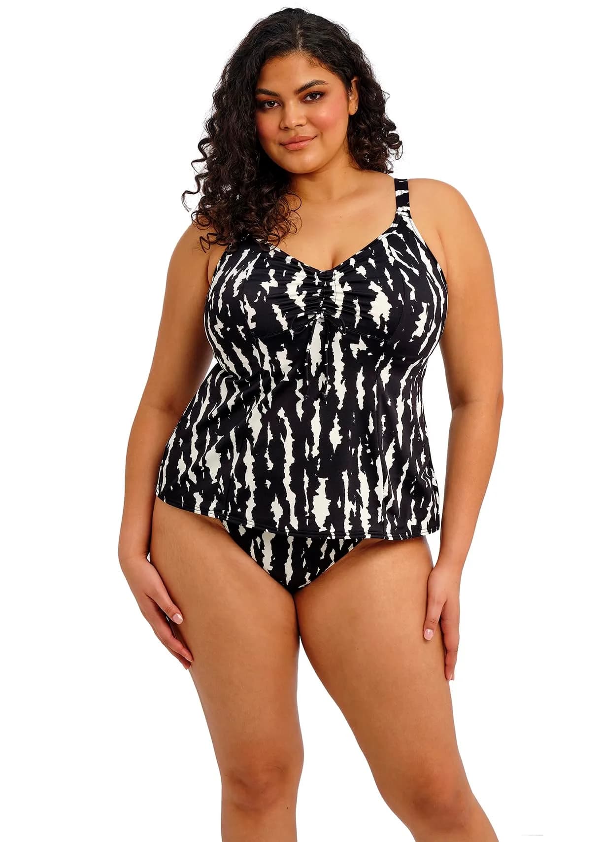 Elomi Swim Echo Shell Wireless Tankini Top 18 | Flared, Lightweight, Adjustable Straps — Black