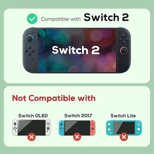 TIKOdirect Protective Case for Switch 2, Hard Back Shell & Soft Grip, Green Flower | Dockable PC TPU Cover thumbnail 4