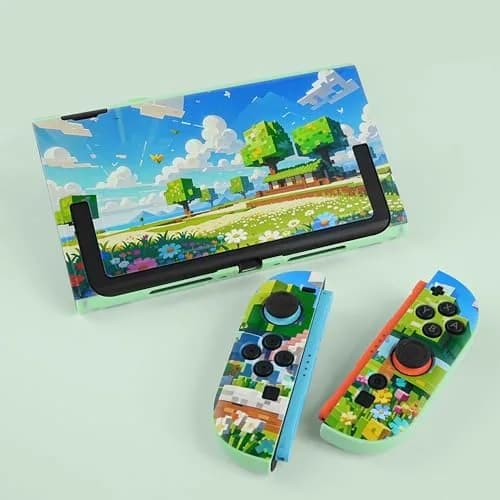 TIKOdirect Protective Case for Switch 2, Hard Back Shell & Soft Grip, Green Flower | Dockable PC TPU Cover thumbnail 5