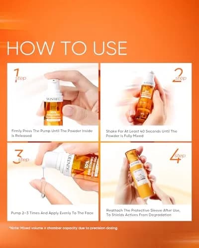 SKINTIFIC Dual-Chamber Vitamin C Serum with 10% Pure Vitamin C Powder | Fresh, Stable & Oxidation-Safe thumbnail 6