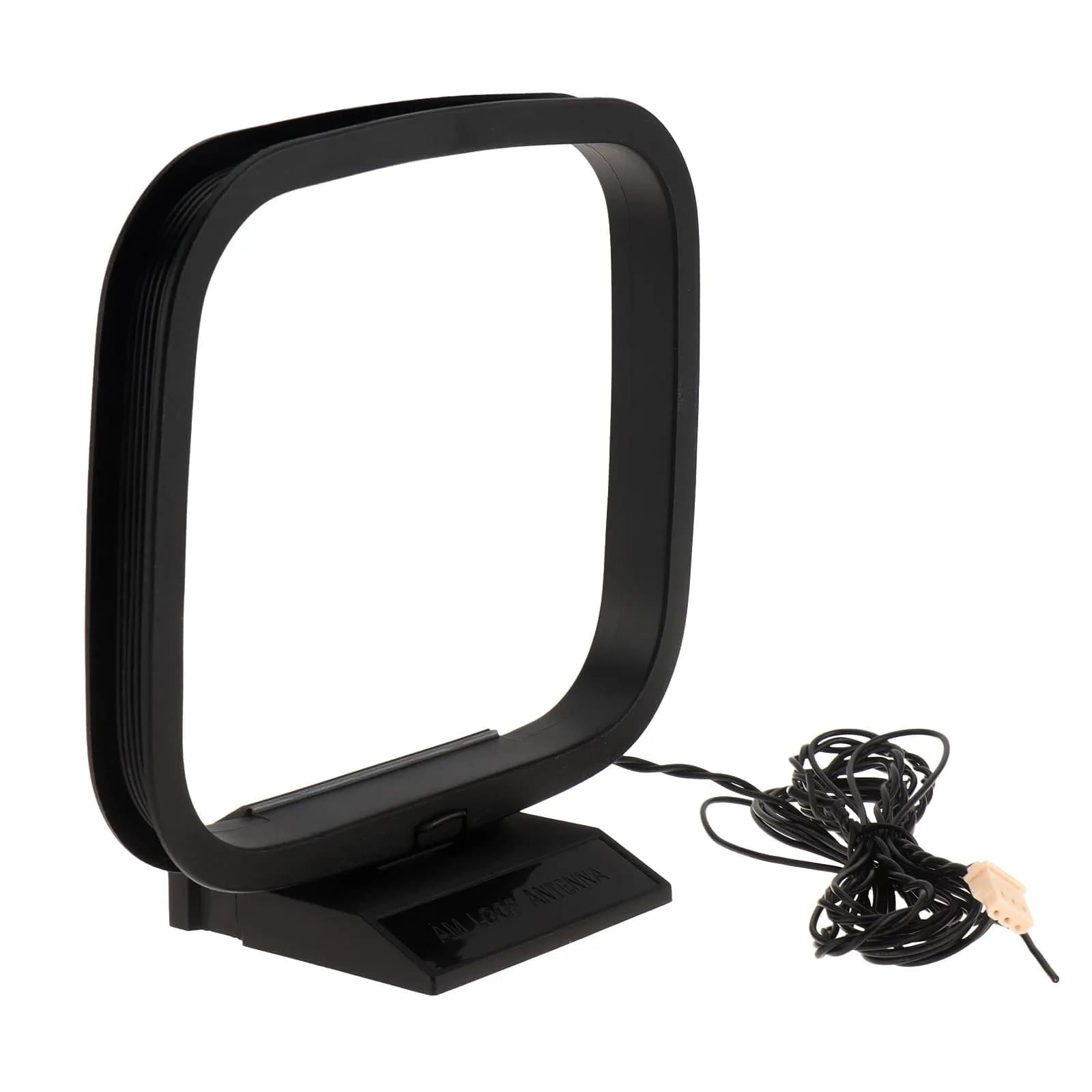 AEDIKO FM Radio Antenna Set with AM Loop Antenna | 75 Ohm Coaxial & 2-Pin Bare Wire Connectors | 1.5m (4.9ft) Cable — AM Antenna with Connector