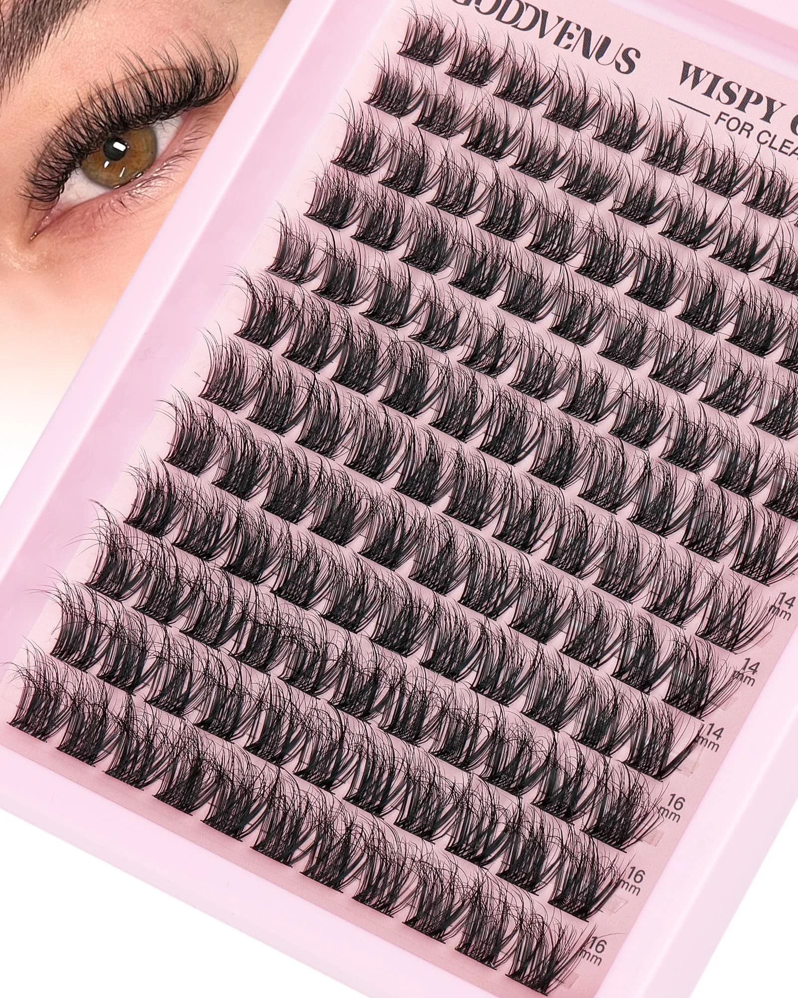 Goddvenus Wispy Lash Clusters Natural Eyelashes Cluster Fluffy Lashes Clusters CD Curl Cluster Eyelash Extensions DIY Individual Lashes Extension (132pcs, 10-16mm) - main product image