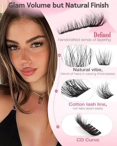 Goddvenus Natural Wispy Lash Clusters 132pcs | Fluffy CD Curl DIY Individual Eyelash Extensions (10-16mm) thumbnail 5