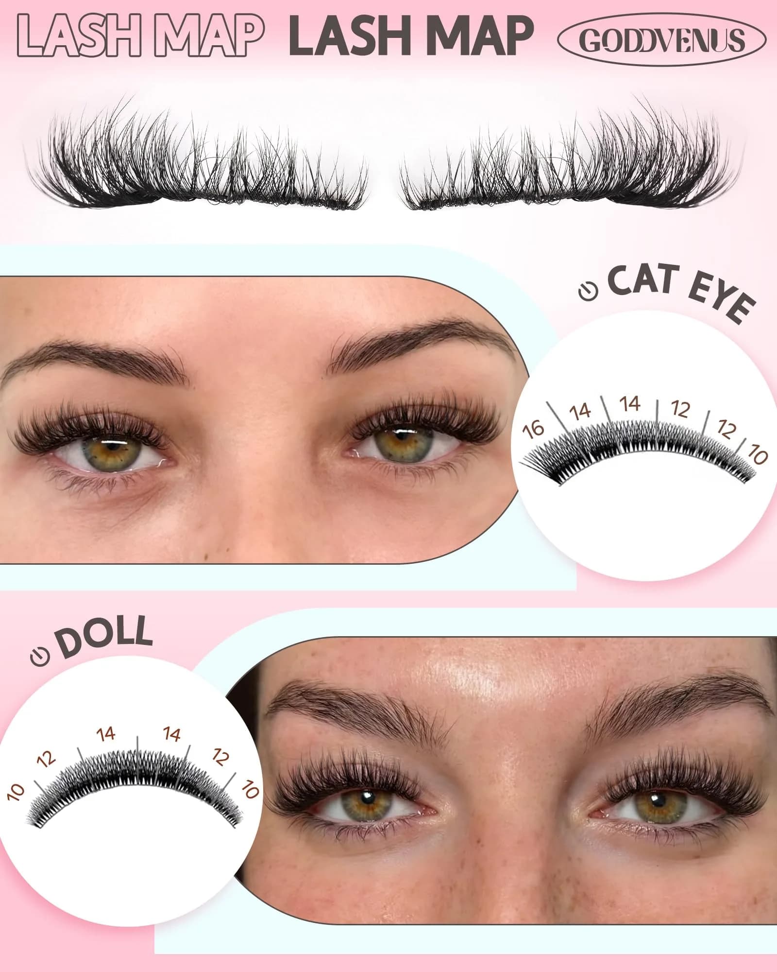 Goddvenus Wispy Lash Clusters Natural Eyelashes Cluster Fluffy Lashes Clusters CD Curl Cluster Eyelash Extensions DIY Individual Lashes Extension (132pcs, 10-16mm) - view 3