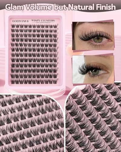 Goddvenus Natural Wispy Lash Clusters 132pcs | Fluffy CD Curl DIY Individual Eyelash Extensions (10-16mm) thumbnail 7