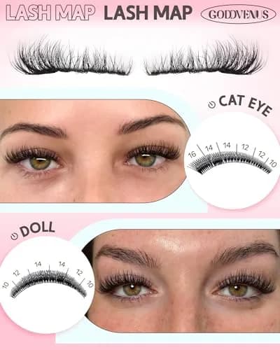 Goddvenus Natural Wispy Lash Clusters 132pcs | Fluffy CD Curl DIY Individual Eyelash Extensions (10-16mm) thumbnail 3