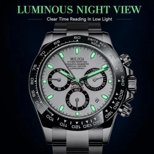 MASTOP Men's Panda Chronograph Quartz Watch 44mm (1.73 in) | Luxury Sports Watch with Silicone Strap thumbnail 6