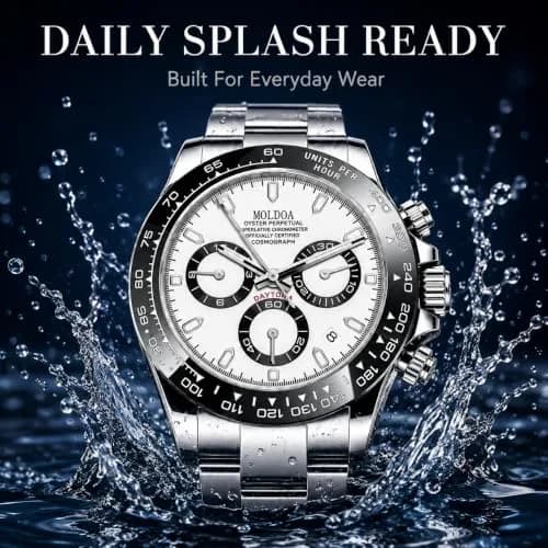 MASTOP Men's Panda Chronograph Quartz Watch 44mm (1.73 in) | Luxury Sports Watch with Silicone Strap thumbnail 8