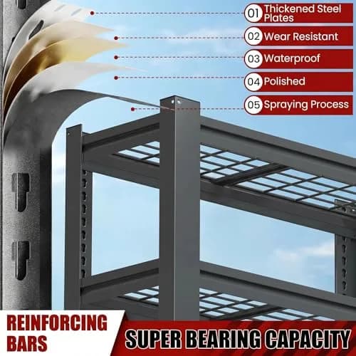 FOSTOKO Heavy Duty Garage Shelving 72"H x 35"W x 16"D | 5-Tier Adjustable Metal Storage Rack for Warehouse & Workshop thumbnail 3