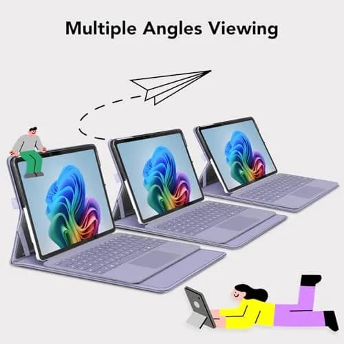 Fintie Portfolio Case for Microsoft Surface Pro 12 inch 1st Edition (2025) Lilac Purple | Multi-Angle Viewing Business Cover with Stylus Holder thumbnail 4