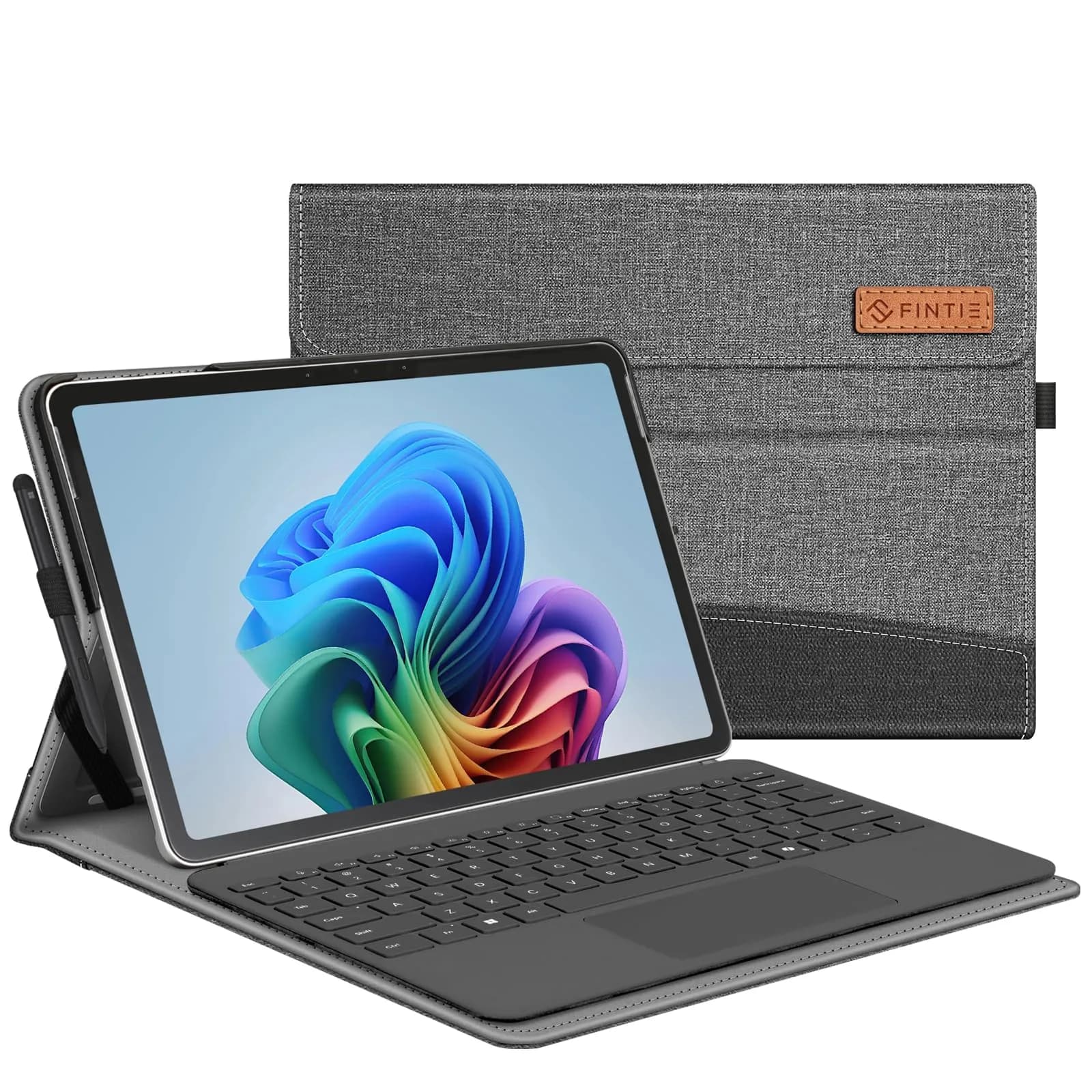 Fintie Portfolio Case for Microsoft Surface Pro 12 inch 1st Edition (2025) Gray | Multi-Angle Viewing Business Cover with Pocket & Stylus Holder — Gray