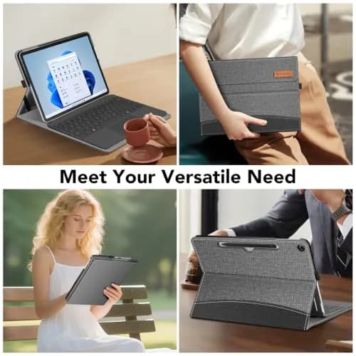 Fintie Portfolio Case for Microsoft Surface Pro 12 inch 1st Edition (2025) Gray | Multi-Angle Viewing Business Cover with Pocket & Stylus Holder thumbnail 6