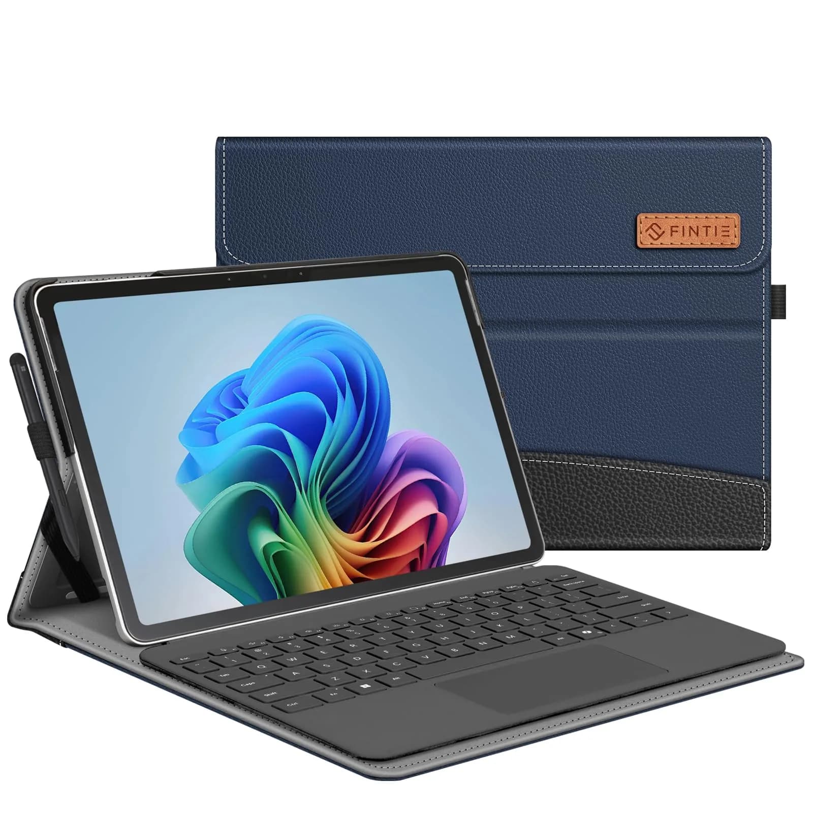 FINTIE Portfolio Case for Microsoft Surface Pro 12 inch 1st Edition (2025) | Multi-Angle View & Premium Synthetic Leather — Navy/Black