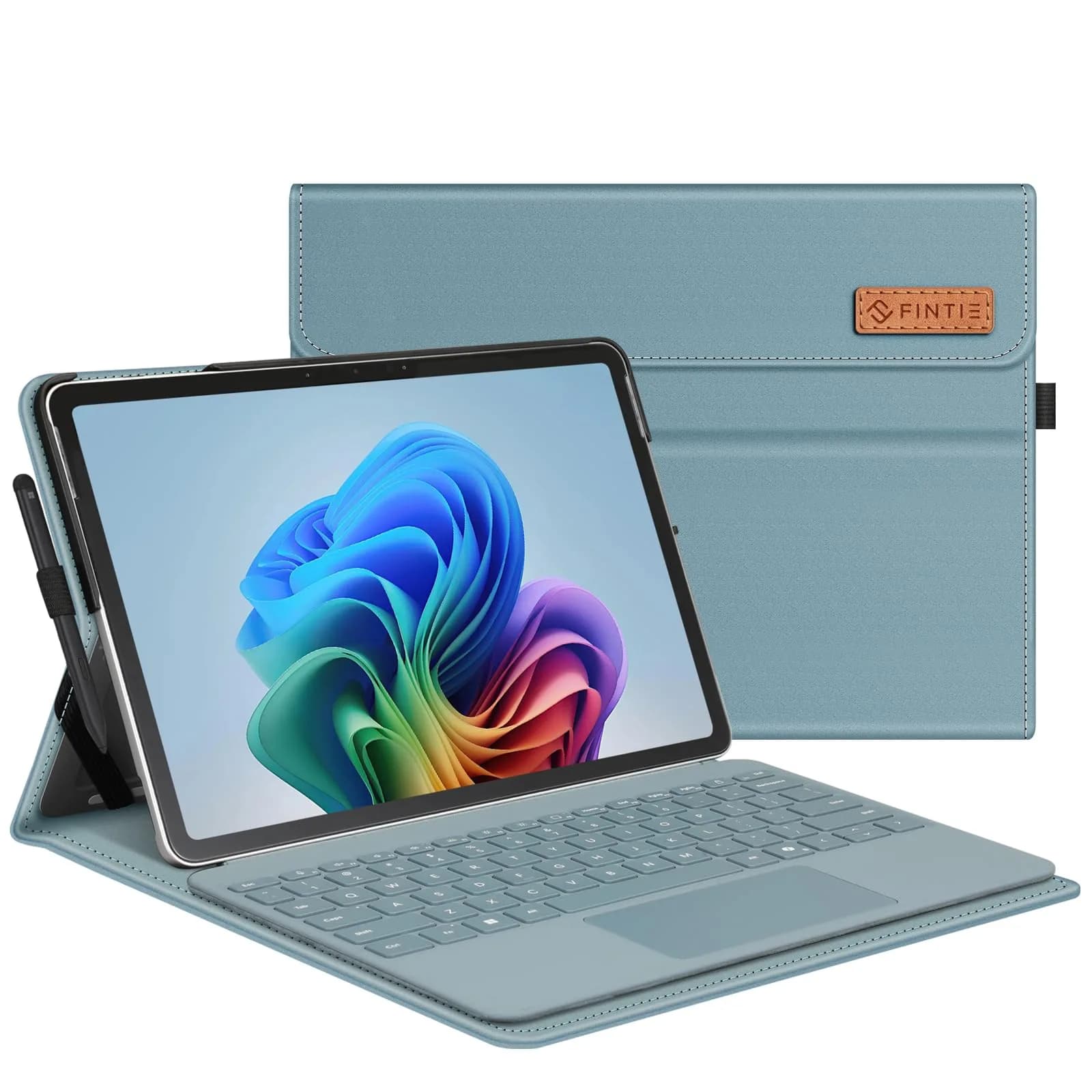 FINTIE Portfolio Case for Microsoft Surface Pro 12 inch 1st Edition (2025) | Multi-Angle Viewing & Premium Synthetic Leather — Ocean Blue