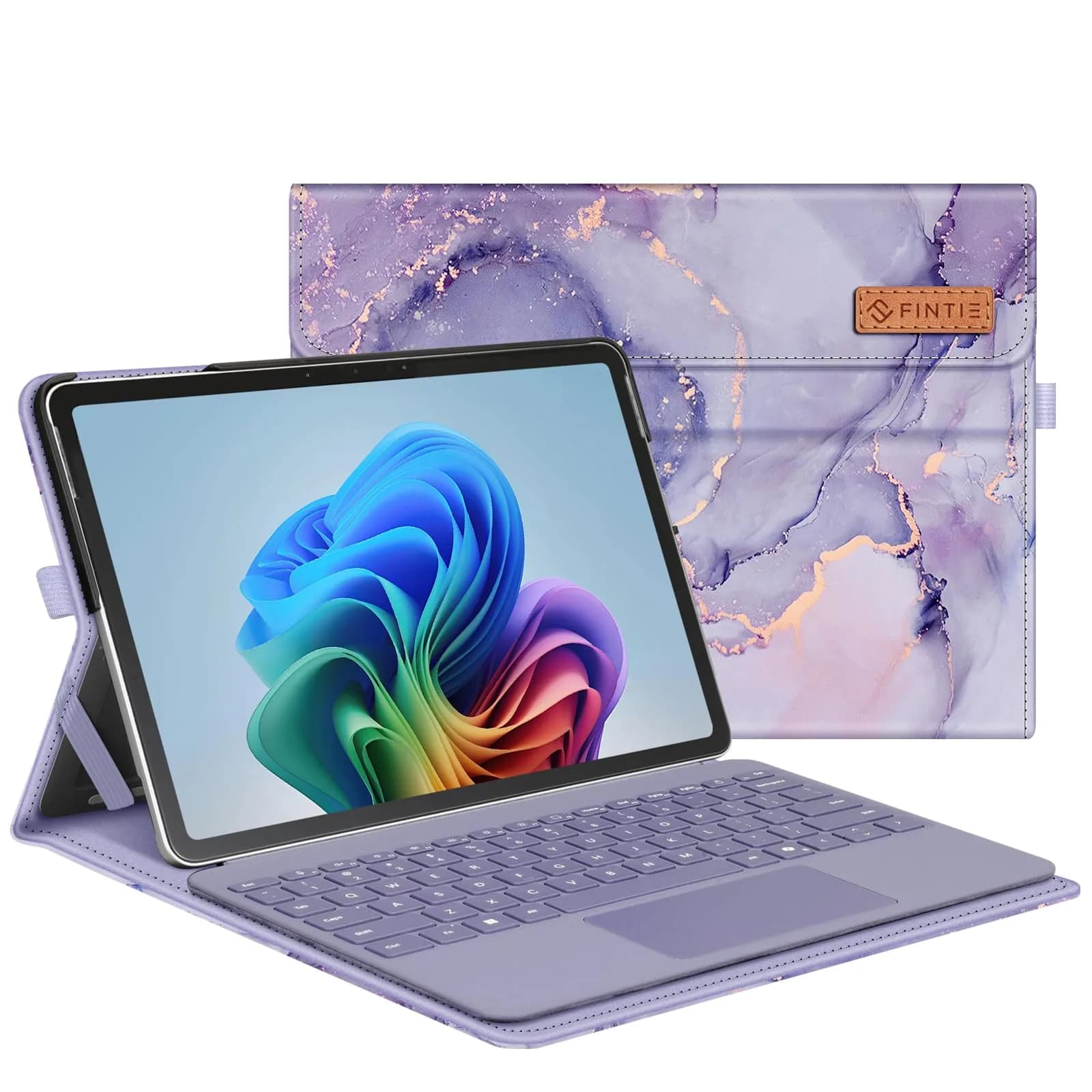 FINTIE Portfolio Case for Microsoft Surface Pro 12 inch 1st Edition (2025) | Multi-Angle Viewing & Premium Synthetic Leather — Lilac Marble