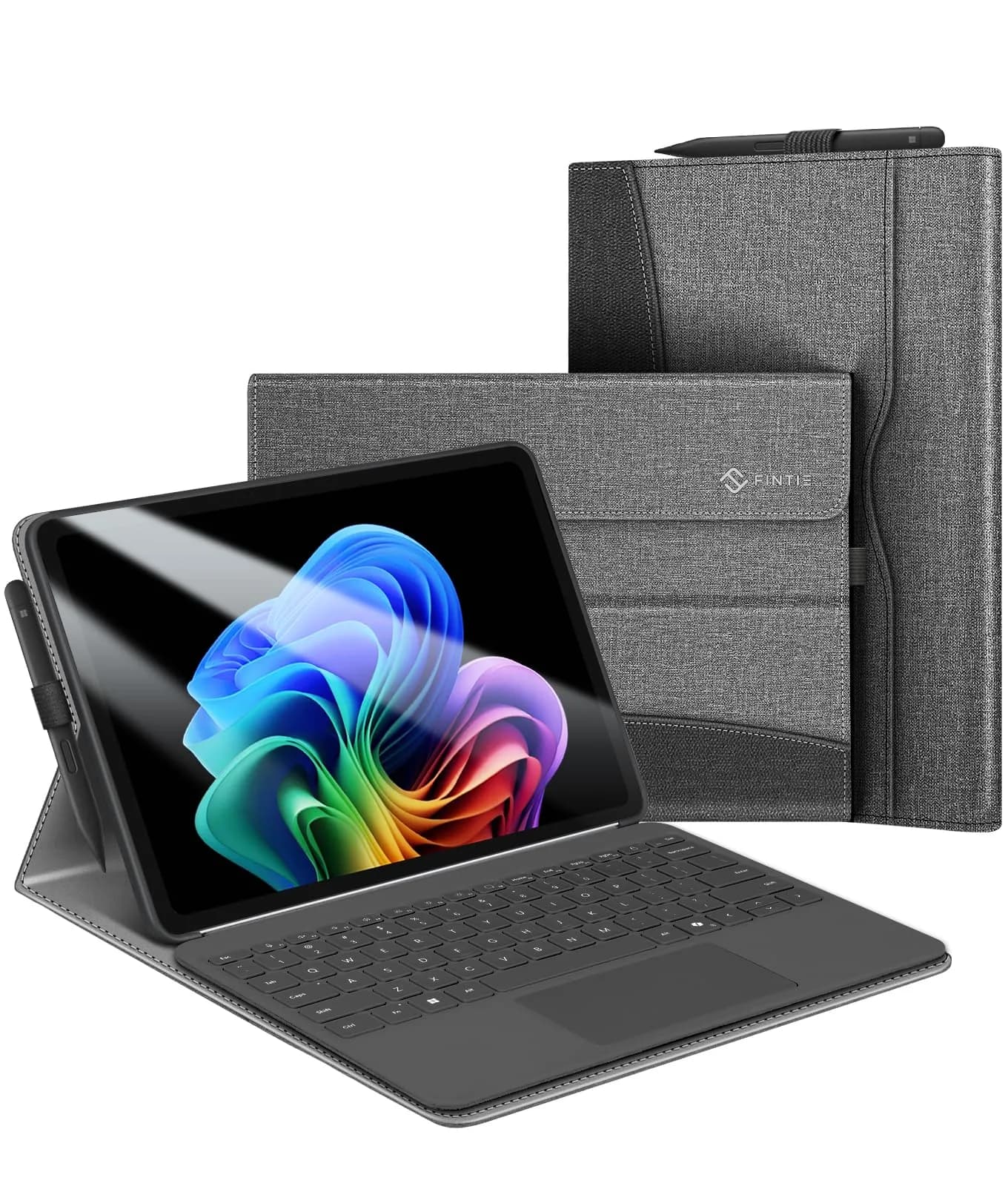 Fintie Protective Portfolio Case for Microsoft Surface Pro 12 inch (2025) | Multi-Angle Stand & Stylus Holder — Gray
