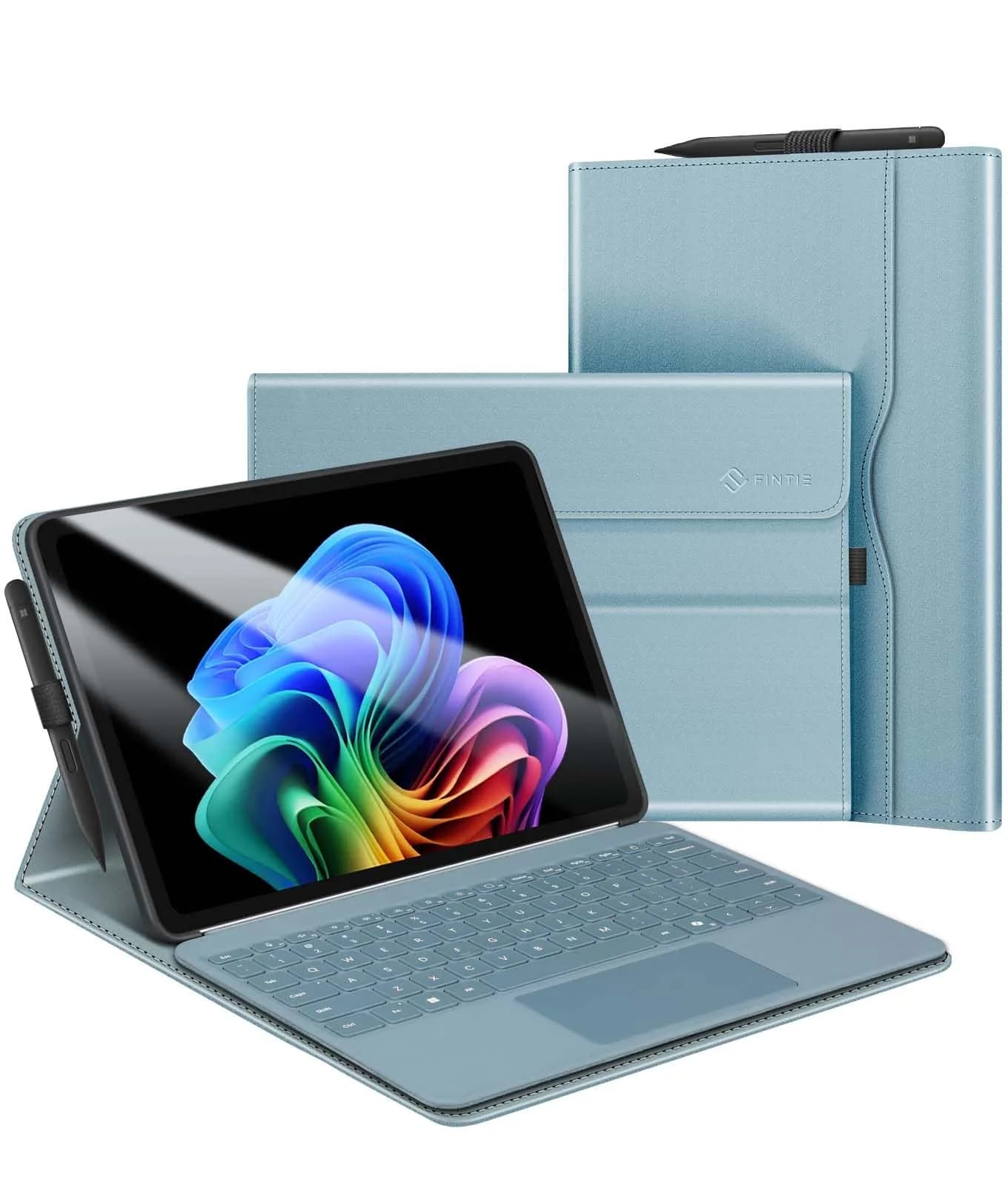 Fintie Protective Portfolio Case for Microsoft Surface Pro 12 inch (2025) | Ocean Blue, Faux Leather - main product image