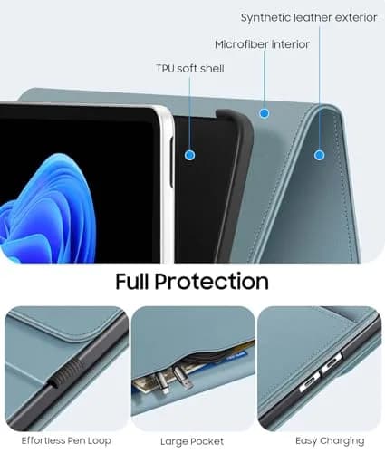 Fintie Protective Portfolio Case for Microsoft Surface Pro 12 inch (2025) | Ocean Blue, Faux Leather thumbnail 5