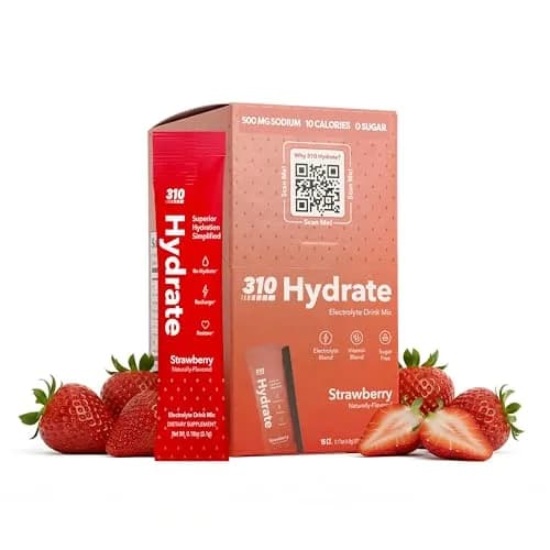 310 Nutrition Sugar Free Electrolytes Powder - Strawberry | Instant Hydration, Zero Sugar, Low Calories thumbnail 1