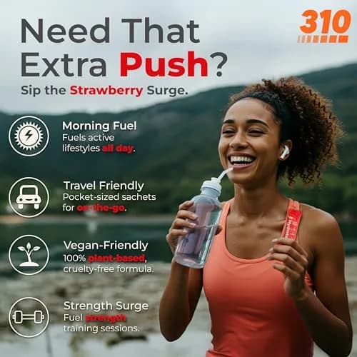 310 Nutrition Sugar Free Electrolytes Powder - Strawberry | Instant Hydration, Zero Sugar, Low Calories thumbnail 6