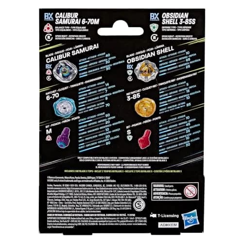 Beyblade X Calibur Samurai 6-70M BX & Obsidian Shell 3-85S BX | Dual Pack with 2 Right-Spinning Tops for Kids 8+ thumbnail 5