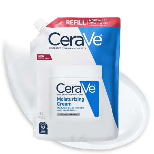CeraVe Moisturizing Cream Body and Face Moisturizer for Dry Skin, Hyaluronic Acid and Ceramides, 16 Ounce Refill | Oil-Free Non-Comedogenic - main product image