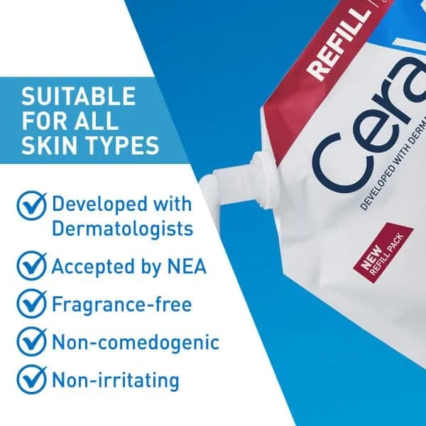 CeraVe Moisturizing Cream Body Lotion for Dry Skin 473ml (16oz Refill) | Hydrates Dry Skin with Hyaluronic Acid and Ceramides thumbnail 2