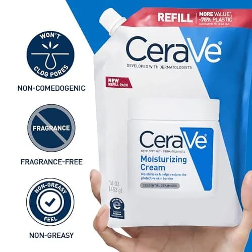 CeraVe Moisturizing Cream Body Lotion for Dry Skin 473ml (16oz Refill) | Hydrates Dry Skin with Hyaluronic Acid and Ceramides thumbnail 3