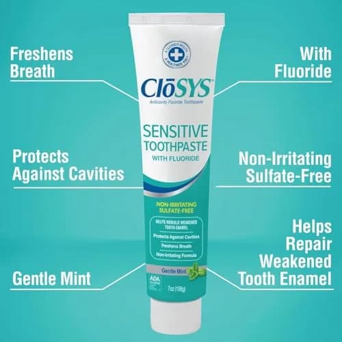 CloSYS SLS Free Toothpaste with Fluoride, 7 Ounce (210ml) 3 Pack | Gentle Mint for Sensitive Teeth & Gums thumbnail 5