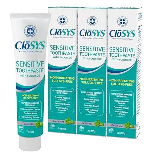 CloSYS SLS Free Toothpaste with Fluoride, 7 Ounce (210ml) 3 Pack | Gentle Mint for Sensitive Teeth & Gums thumbnail 1