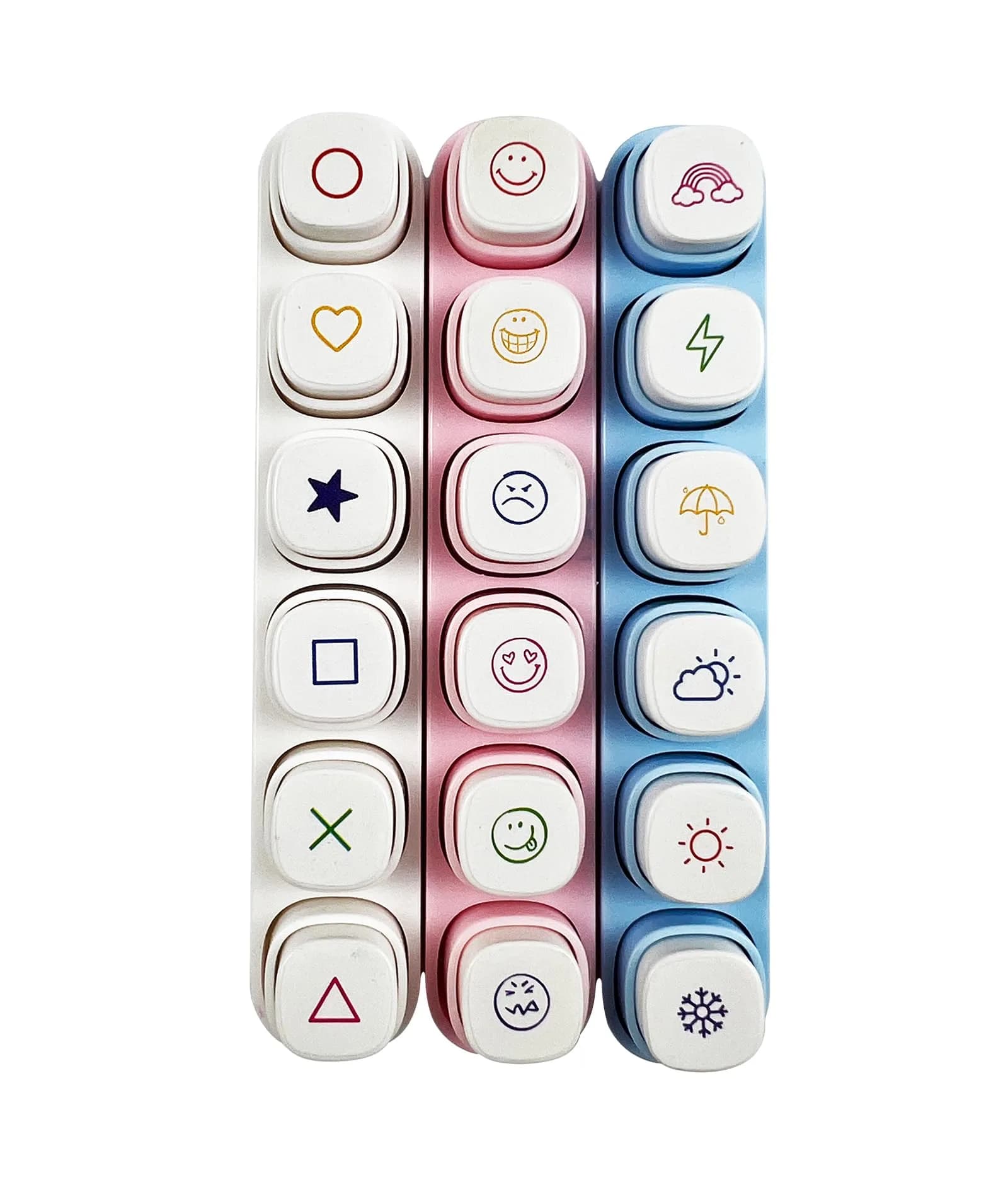 ZMLSED 6-in-1 Planner Stamp Set with Storage Case, 3-Pack | Portable Emoji Bujo Weather Themes for Bullet Journaling — Life