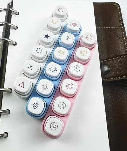 ZMLSED 6-in-1 Planner Stamp Set with Storage Case, 3-Pack | Portable Emoji Bujo Weather Themes for Bullet Journaling thumbnail 6
