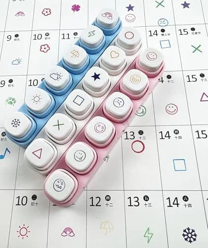 ZMLSED 6-in-1 Planner Stamp Set with Storage Case, 3-Pack | Portable Emoji Bujo Weather Themes for Bullet Journaling thumbnail 2