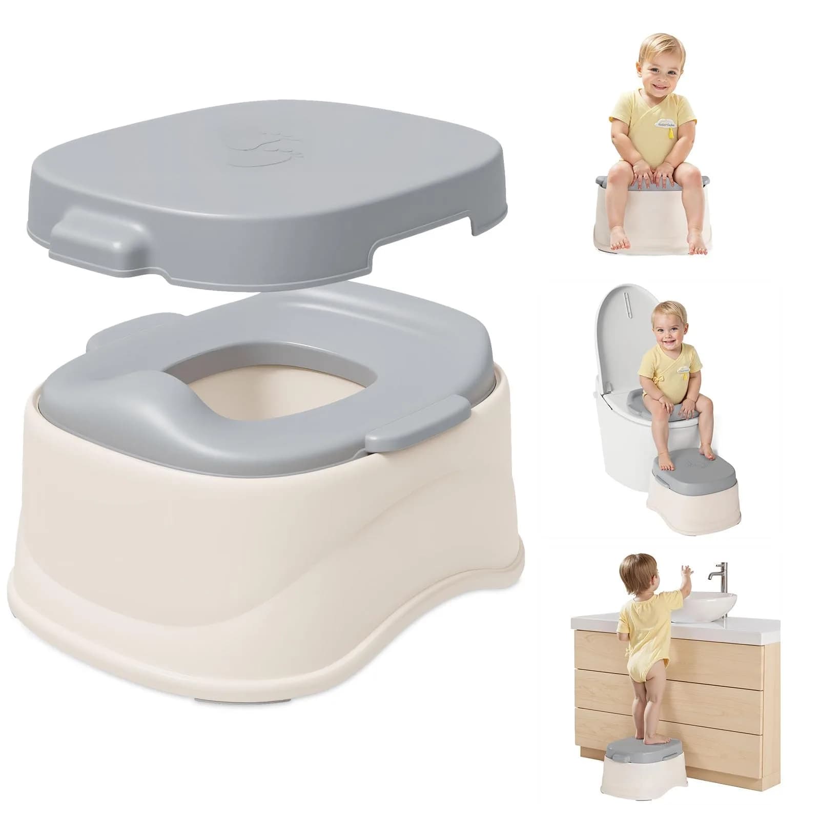 SRGAFIX 3-in-1 Potty Training Toilet | Toddler Potty Seat & Step Stool, Detachable, Safe & Portable