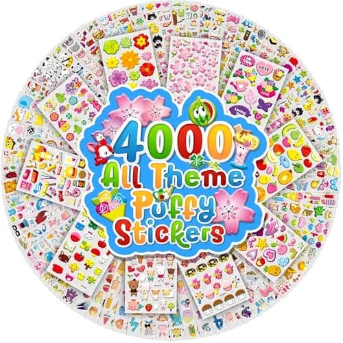Sinceroduct 3D Puffy Stickers for Kids, 4000+ Designs, Assorted Colors | Non-Toxic & Reusable Craft Decals thumbnail 1