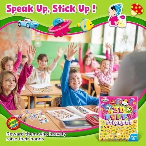 Sinceroduct 3D Puffy Stickers for Kids, 4000+ Designs, Assorted Colors | Non-Toxic & Reusable Craft Decals thumbnail 5