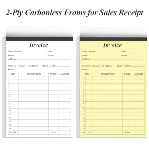 Yaridar Invoice Receipt Book 5.5" x 8.5" 2-Pack | Carbonless Small Business thumbnail 2