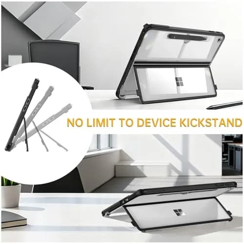 Fintie Rugged Case for Surface Pro 12 Inch 1st Edition 2025, Clear | Multi-Angle Stand, Type Cover Compatible, HD Clear, Shockproof, TPU Bumper, Hard Shell thumbnail 6