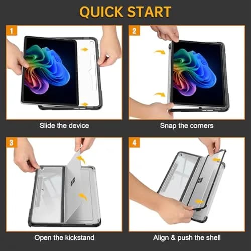 Fintie Rugged Case for Surface Pro 12 Inch 1st Edition 2025, Clear | Multi-Angle Stand, Type Cover Compatible, HD Clear, Shockproof, TPU Bumper, Hard Shell thumbnail 8