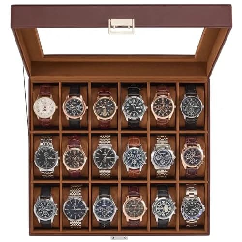 ProCase Watch Case for Men, 18 Slot with Glass Lid | Elegant Storage Organizer for Watches thumbnail 1