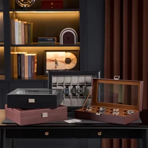 ProCase Watch Case for Men, 18 Slot with Glass Lid | Elegant Storage Organizer for Watches thumbnail 6