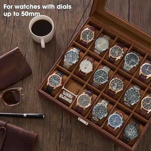 ProCase Watch Case for Men, 18 Slot with Glass Lid | Elegant Storage Organizer for Watches thumbnail 3