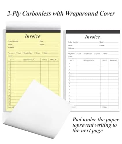 Yaridar Invoice Receipt Book 5-Pack | Carbonless 2-Part, 5.5" x 8.5" for Small Business thumbnail 5
