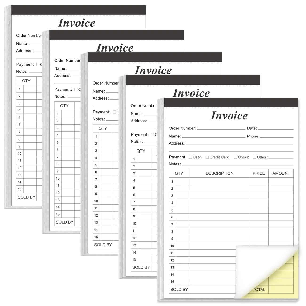 Yaridar Invoice Receipt Book 5.5" x 8.5" 2-Pack | Carbonless Small Business — 5.5" x 8.5"